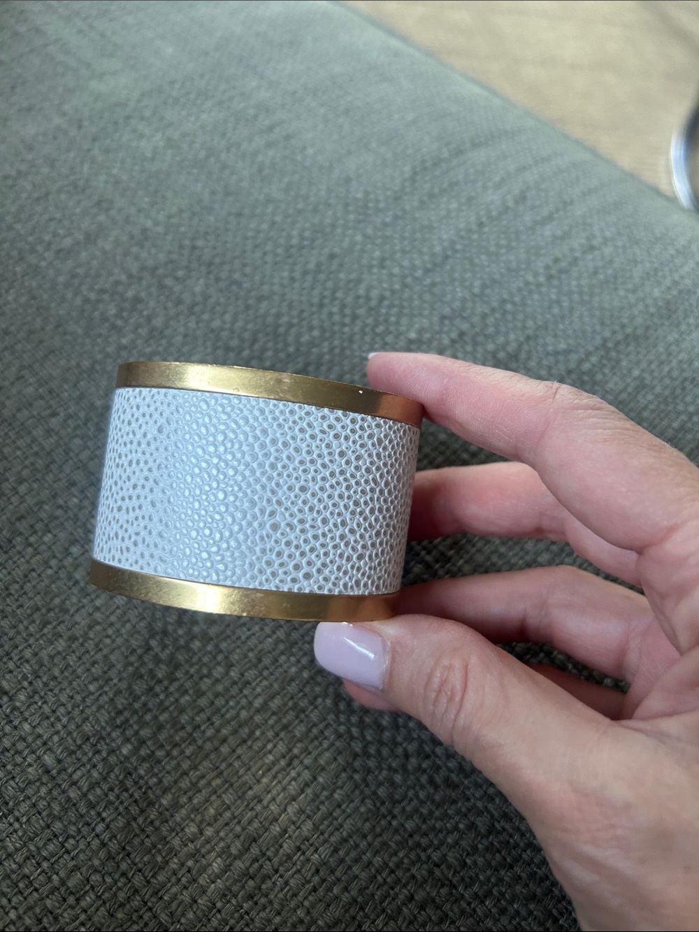 India Hicks White and Gold Wide Cuff Bracelet